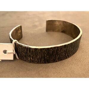 MICKEY LYNN Atlas Max Hammered Sterling Silver Cuff Mens sz Small